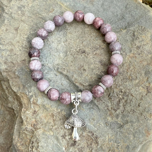 Mauve Marble Jasper with Mushroom Charm