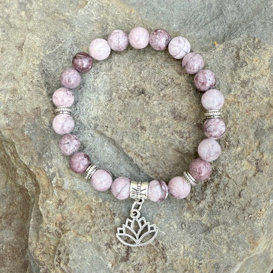 Mauve Marble Jasper with Lotus Charm
