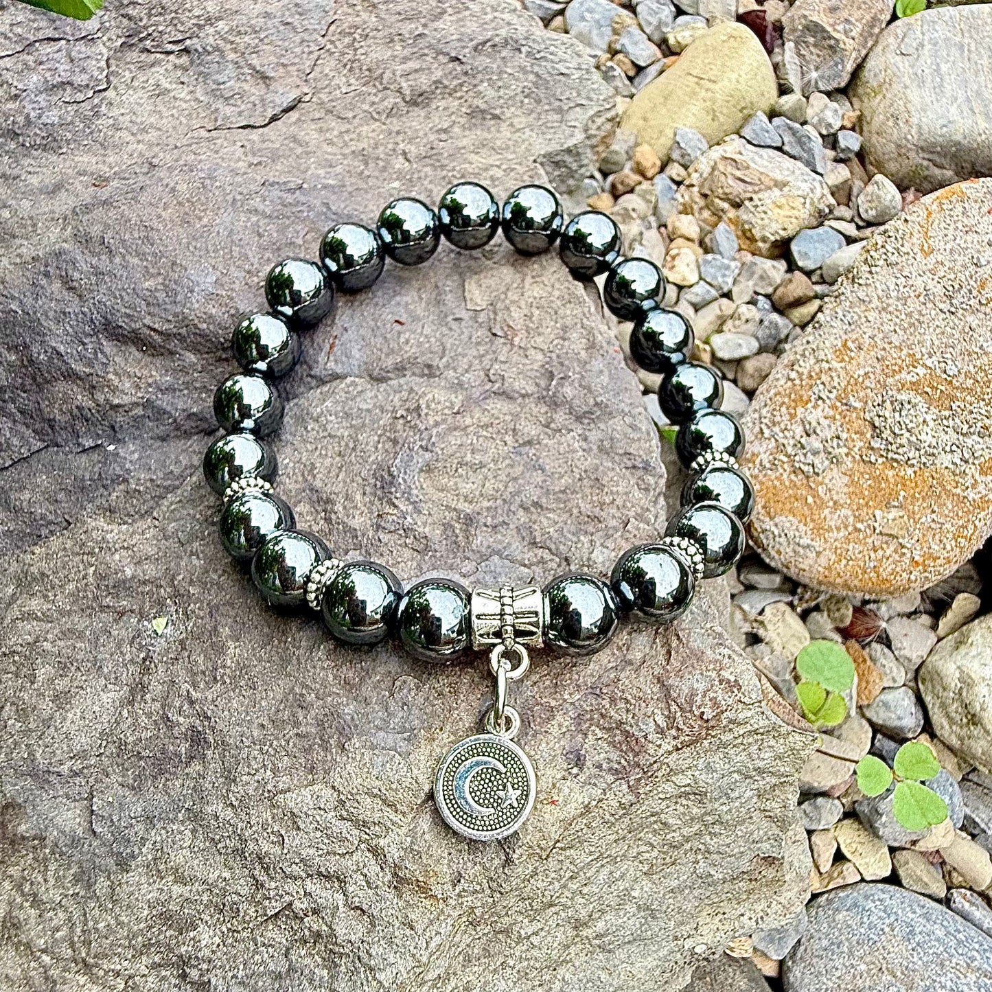 Hematite with Moon & Star Charm