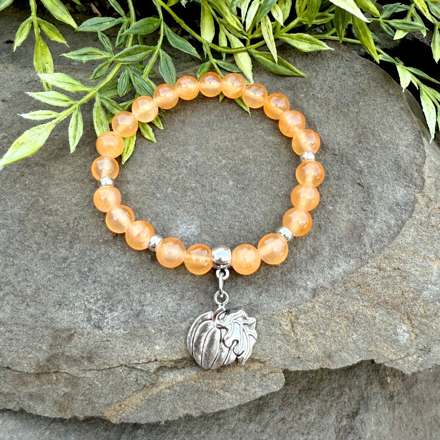 Selenite with Pumpkin Charm