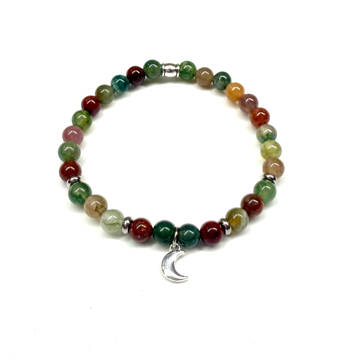 India Agate with Moon Charm