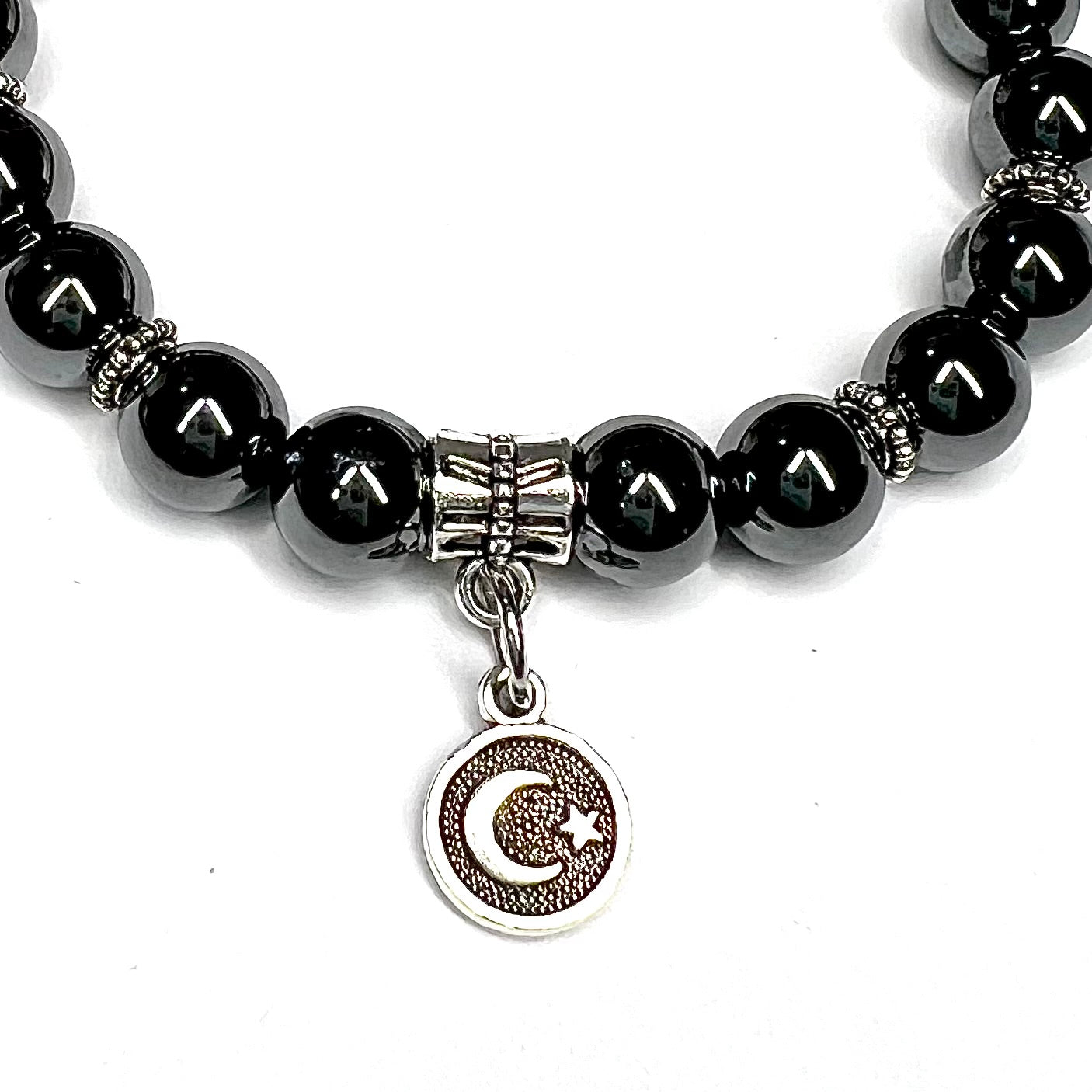 Hematite with Moon & Star Charm