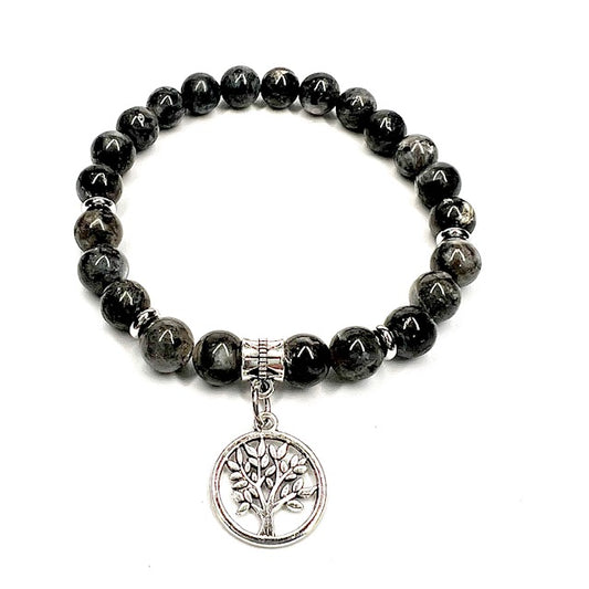 Black Labradorite with Tree of Life charm