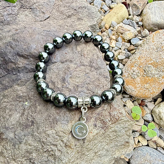 Hematite with Moon & Star Charm