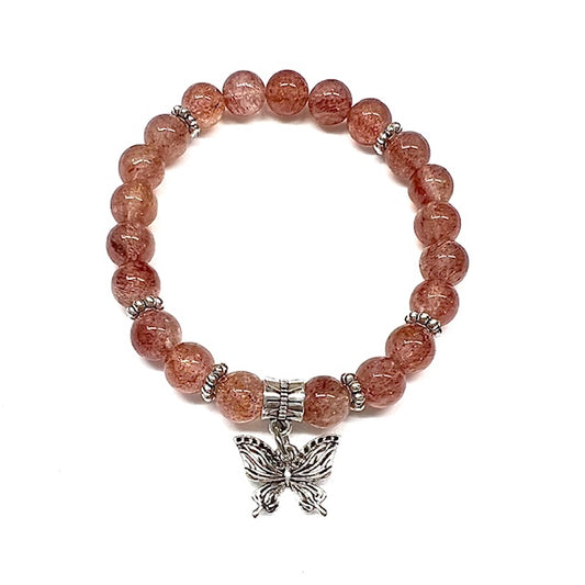 Strawberry Quartz with Butterfly
