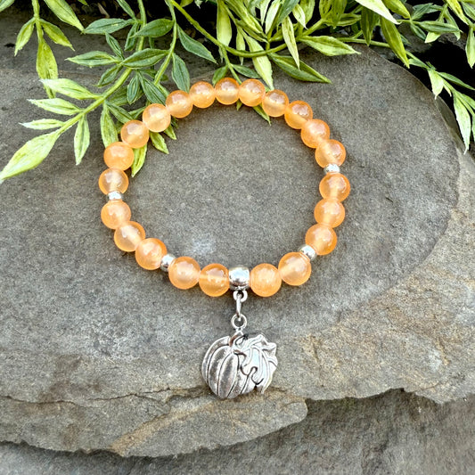 Selenite with Pumpkin Charm