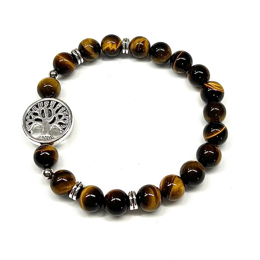 Yellow Tigers Eye with Tree of Life