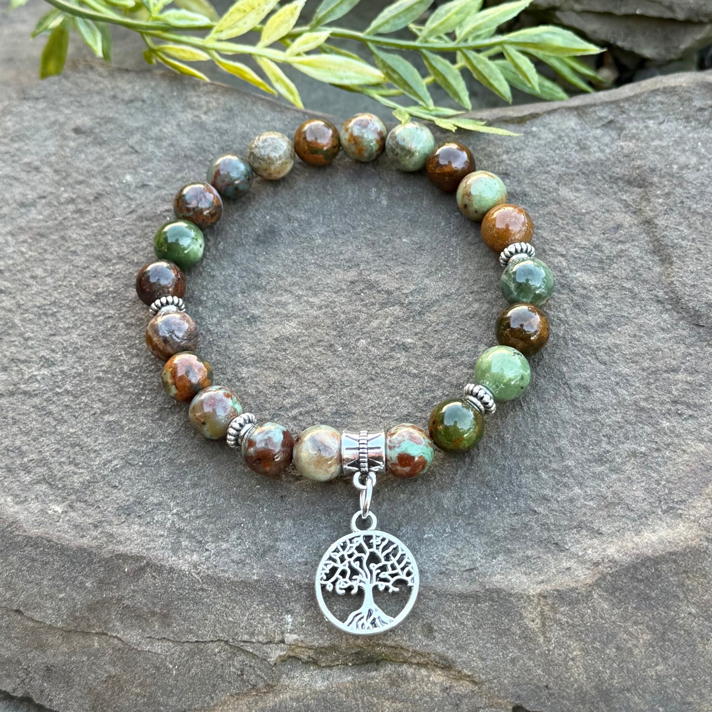 Brown Opal Chalcedony with Tree of Life Charm