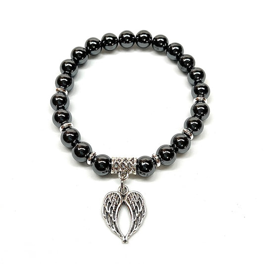 Hematite with Angel Wing Charm