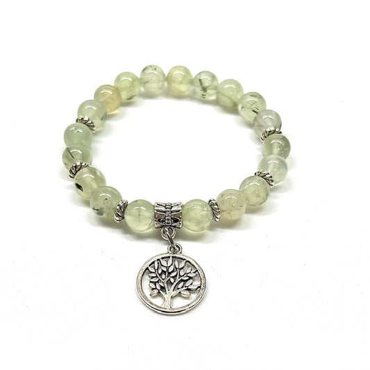 Prehnite with Tree of Life Charm